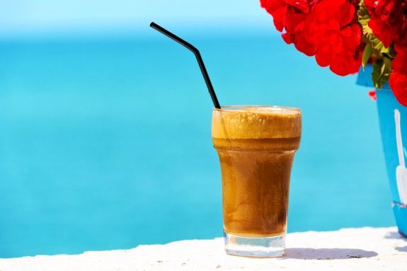 30440485 - ice coffee against sea background