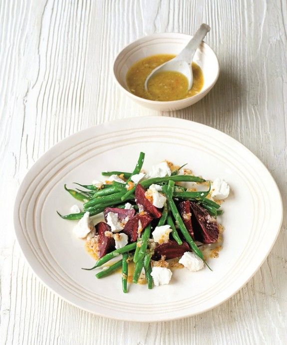 beetroot green bean and goats cheese salad