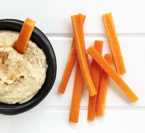 Hummus with Carrot Sticks Top View