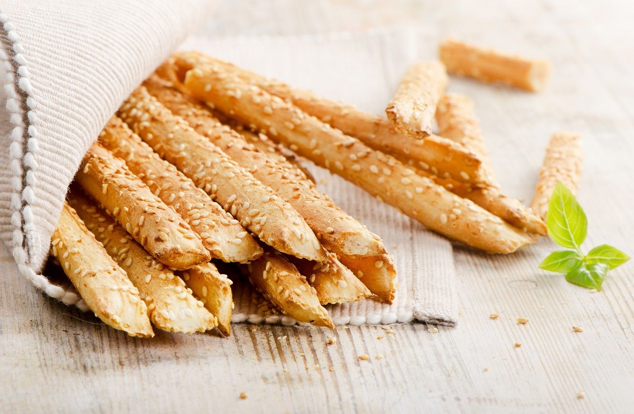 21360922 – bread sticks  with sesame seeds. selective focus