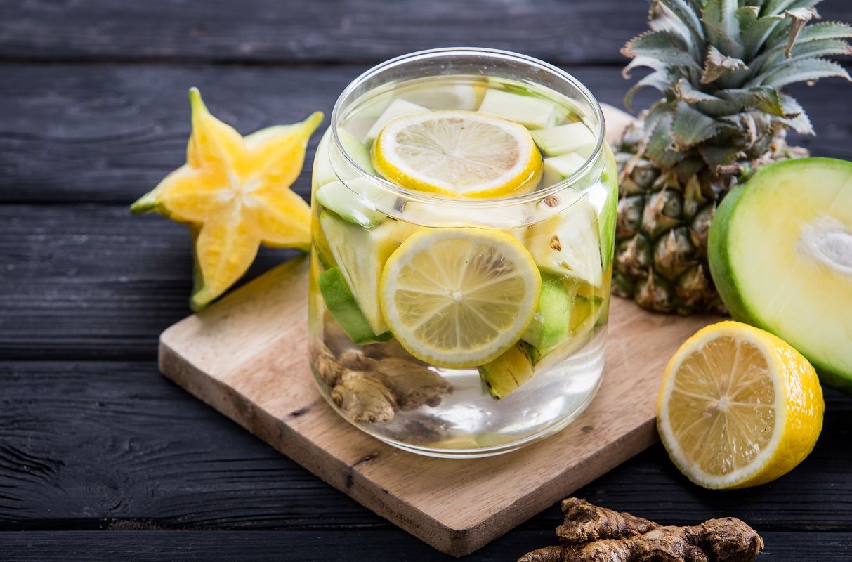 infused water mix of  starfruit, ginger, and pineapple