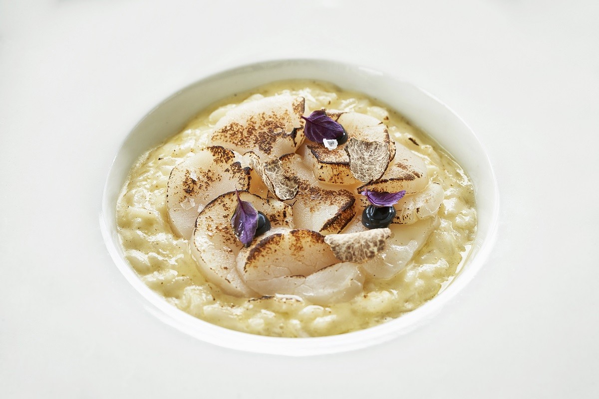 Galaxy Scallop risotto with pickled celeriac
