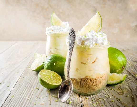 Key lime pie in small jars