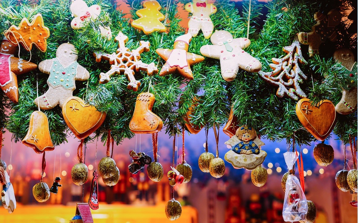 Gingerbread cookies at Christmas Market at Town Hall Berlin Germany
