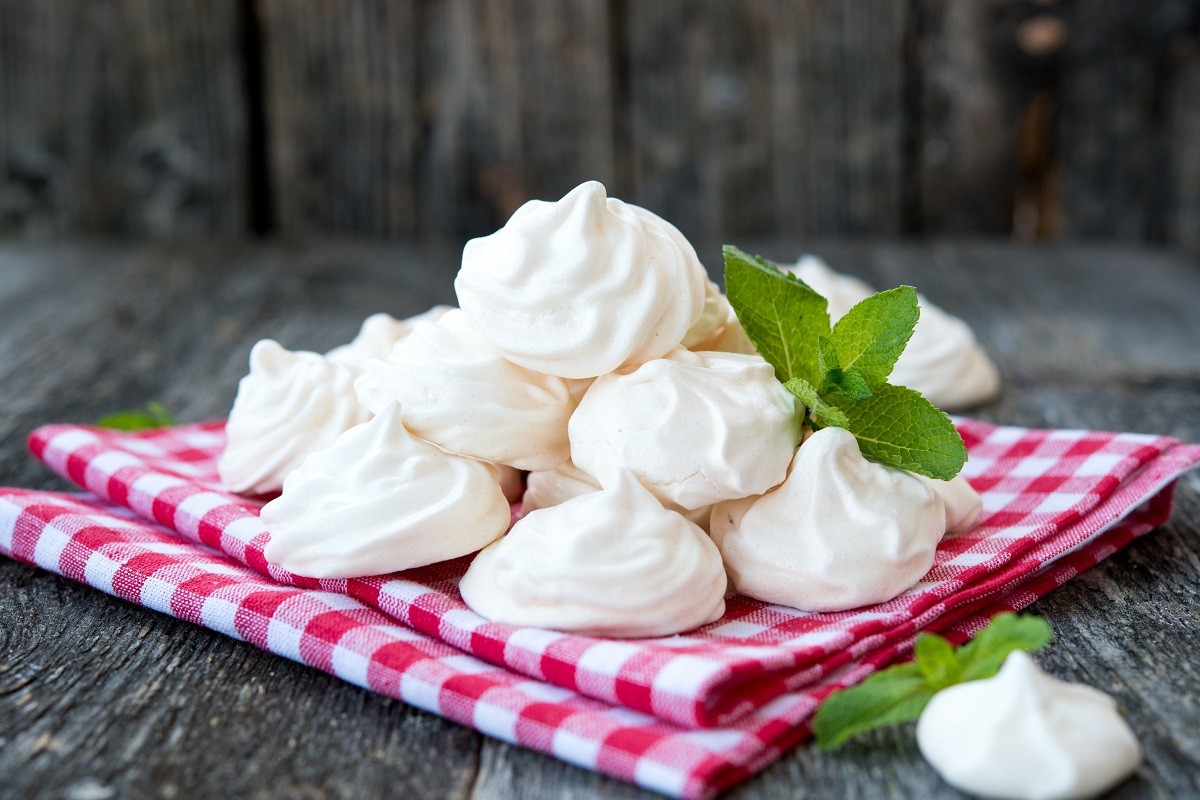 French Meringue prepared from whipped with  baked eggs