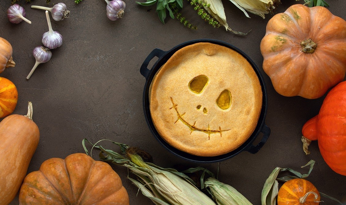 Halloween party home baked pumpkin pie