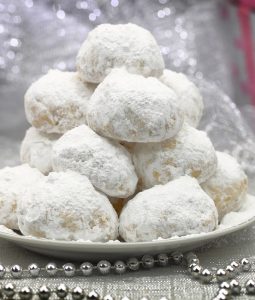 Traditional Christmas cookies with powdered sugar