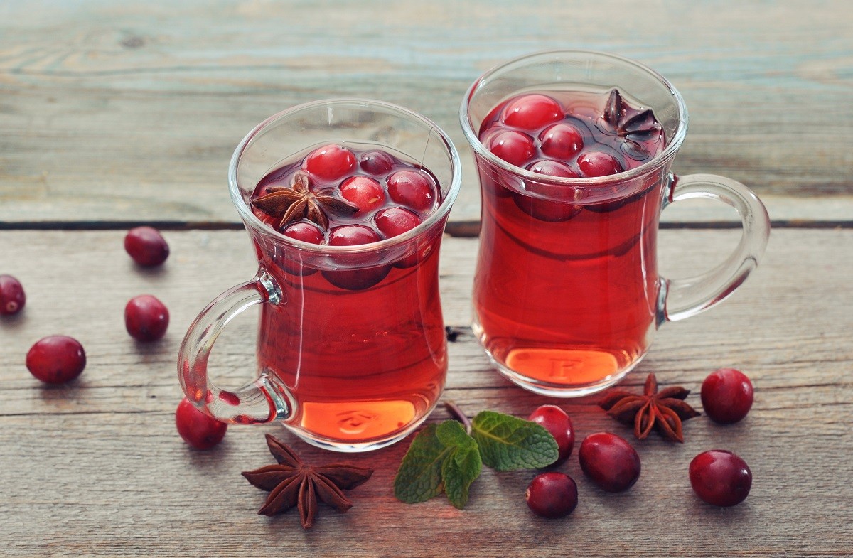 Mulled wine with fresh cranberry