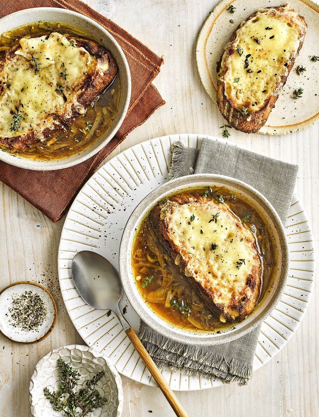 veggie french onion soup with cheesy marmite toppers