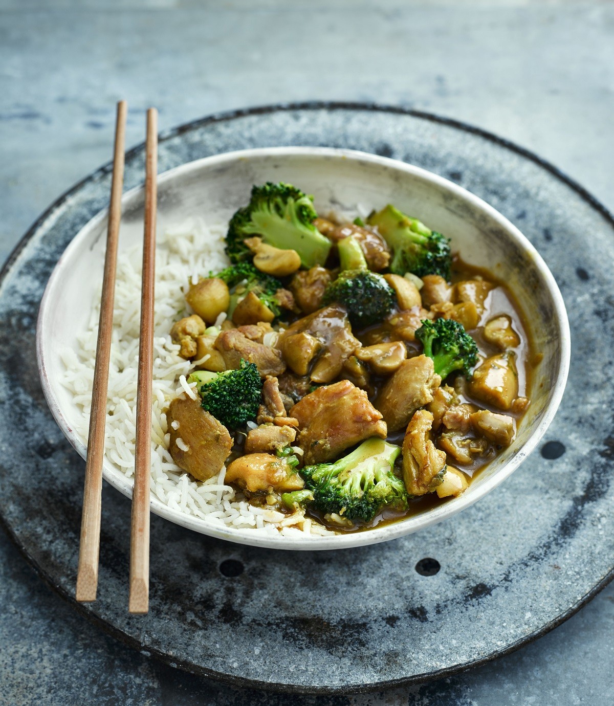 Japanese chicken, broccoli and mushroom curry