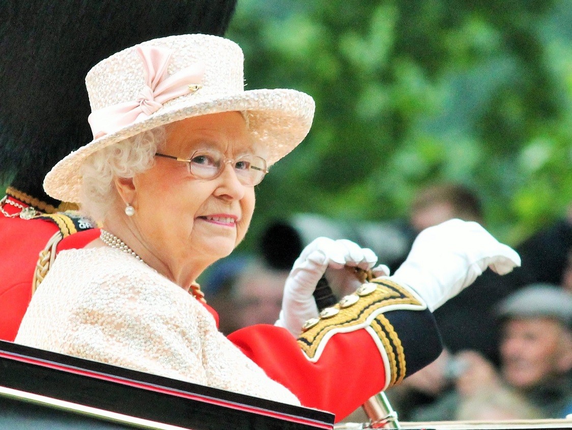London, UK – June 13 2015: The Queen Elizabeth and Prince Phillip appear during Trooping the Colour ceremony
