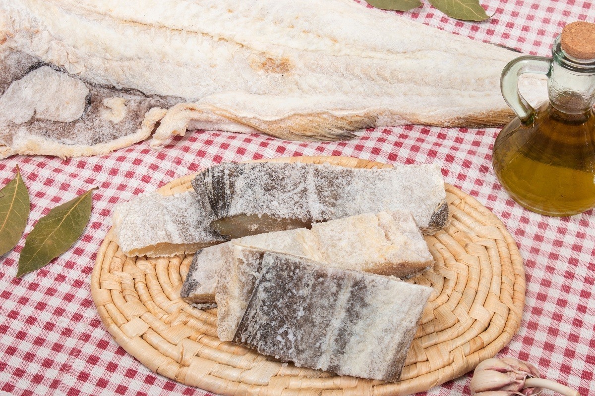 salted codfish on table cloth