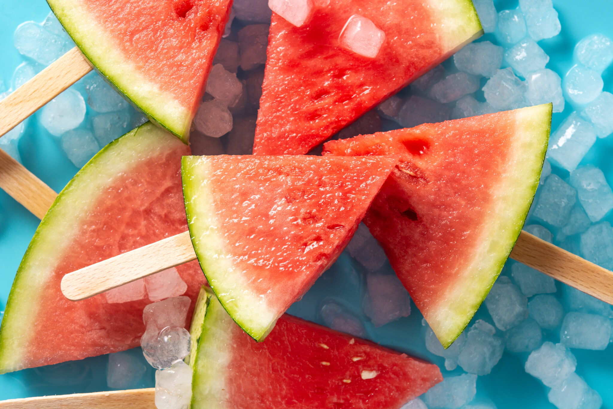 Watermelon slices popsicles and ice