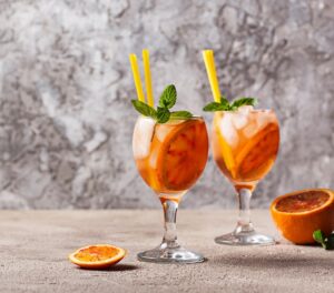 Aperol spritz, Italian cocktail with orange
