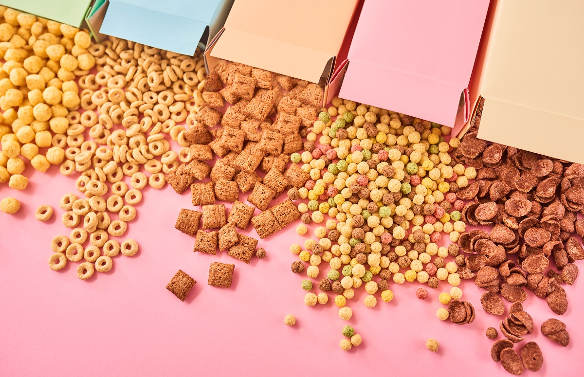 Colorful,Boxes,Of,Cornflakes,Or,Cereal,Of,Different,Types,On