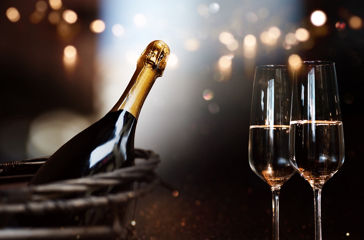 Still,Life,With,Champagne,And,Festive,Bokeh,Background