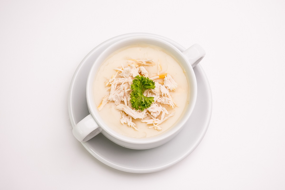 Top-view,Chicken,Soup,With,Parsley,And,Clean,Background