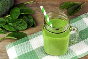 Healthy,Green,Smoothie,With,Spinach,In,A,Jar,Mug,With