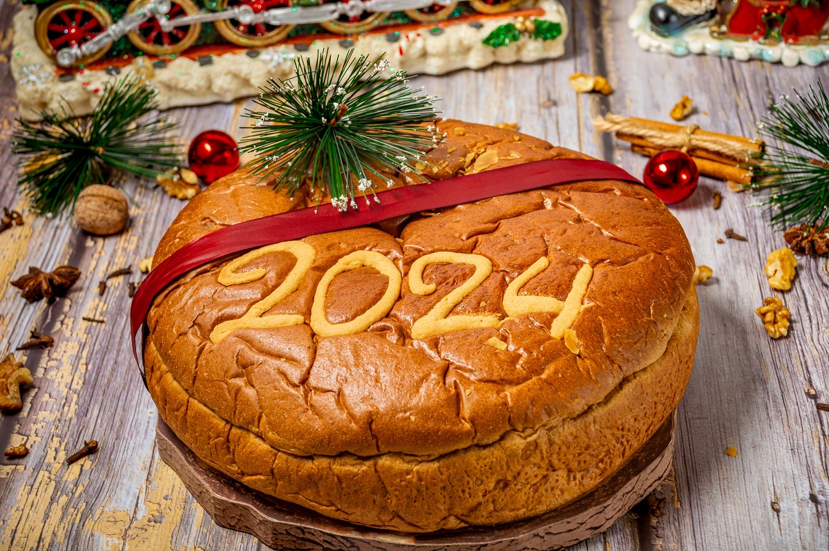 Traditional,Greek,New,Years,Cake,,Known,As,Vasilopita,,For,2024