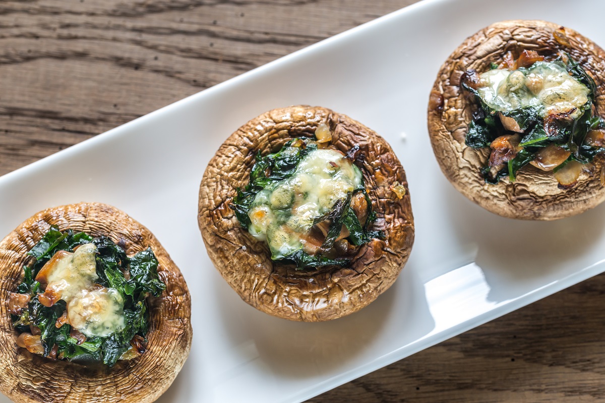 Baked,Mushrooms,Stuffed,With,Spinach,And,Cheese