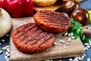 Tasty,Grilled,Burger,Made,With,Vegetarian,Plant,Based,Imitation,Minced