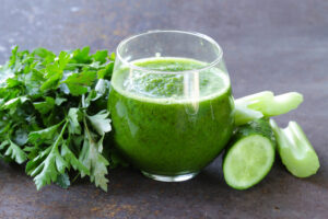 Fresh,Green,Juice,From,Celery,,Cucumbers,And,Parsley