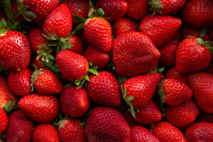 Red,Ripe,Strawberries,Background.,Close,Up,,Top,View.