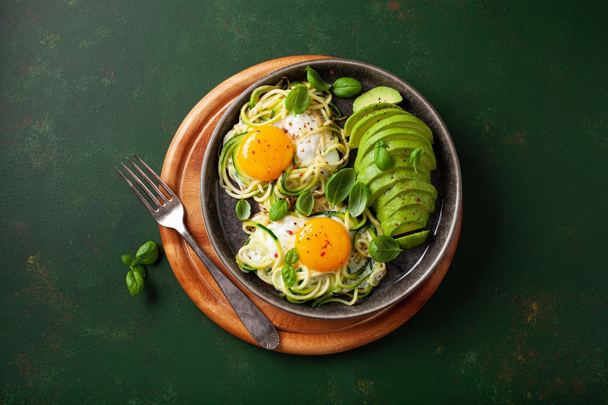 Keto,Low,Carb,Breakfast,Baked,Spiralized,Zucchini,With,Eggs,And