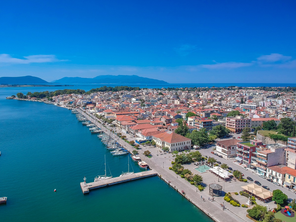 Aerial,Scenic,View,Of,The,Famous,Preveza,City,Port,And