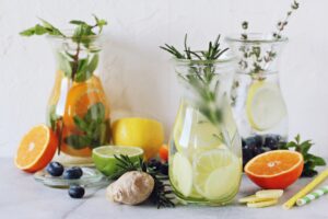 Infused,Water,With,Citrus,Fruits,And,Ginger.detox,Beverages,In,Glass