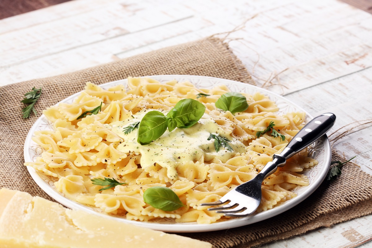 Delicious,Creamy,Italian,Penne,Pasta,Starter,With,Pepper,Seasoning,And