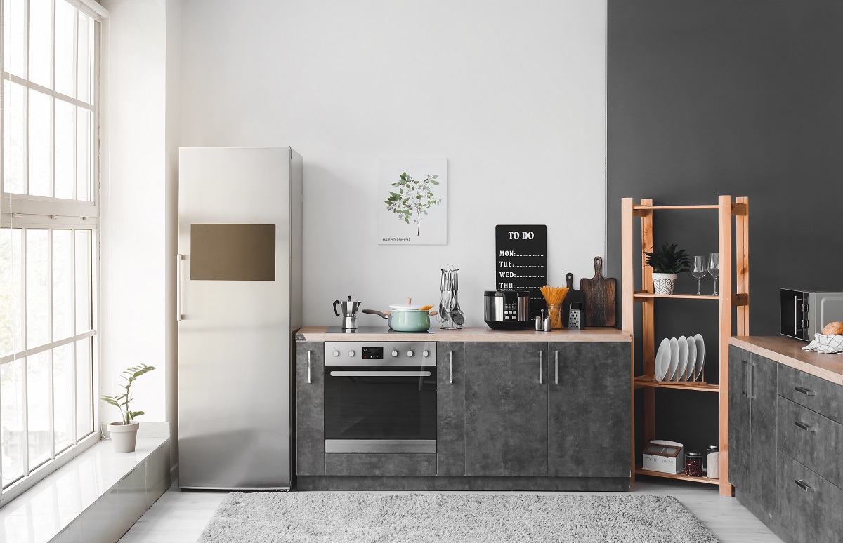 Interior,Of,Modern,Kitchen,With,Refrigerator